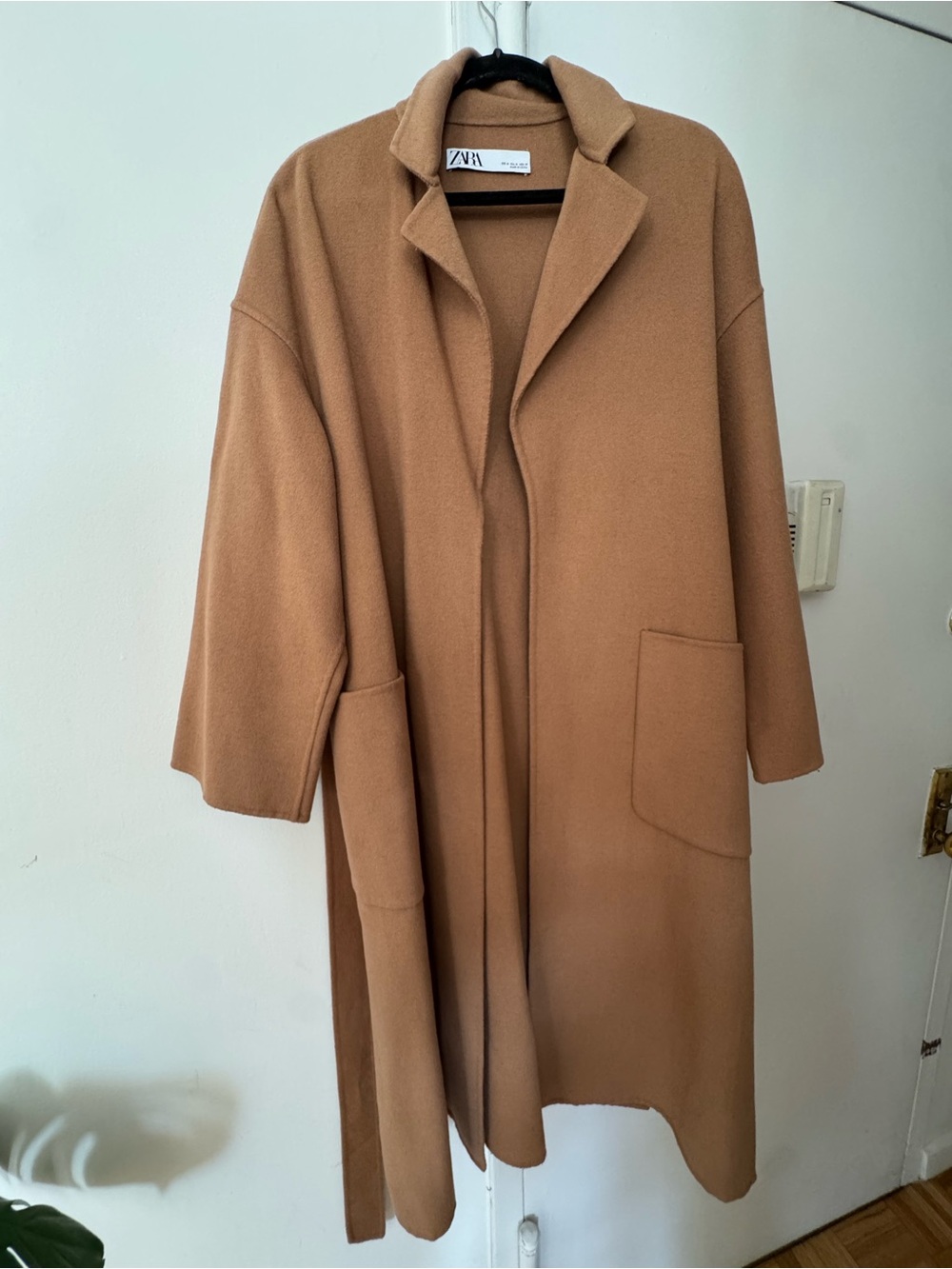 Zara Camel Oversized Open-Front Trench Coat